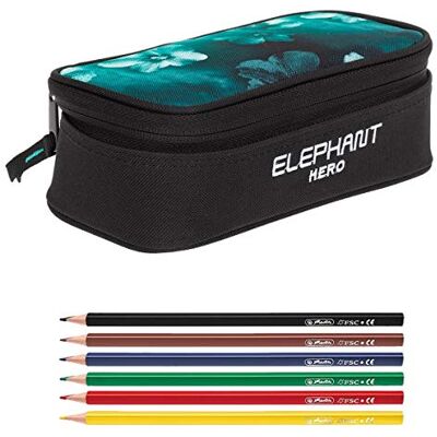 Elephant Mäppchen Schülermäppchen Box 12803 Flower Türkis + 6 Stifte Pennal groß Mädchen Jungen Schüler Box Pencil Case Schule Studium Student Large 2 Teile Set 12800 Elephant Mäppchen Schülermäppchen Box 12803 Flower Türkis + 6 Stifte Pennal groß Mädchen Jungen Schüler Box Pencil Case Schule Studium Student Large 2 Teile Set 12800