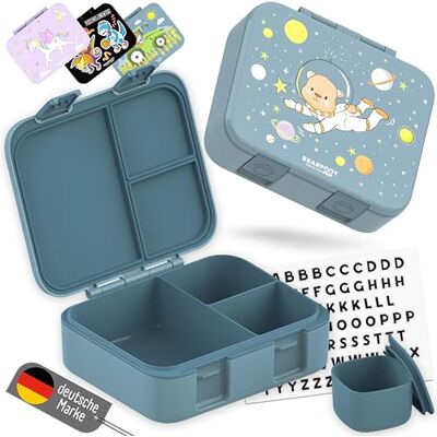 BEARFOOT Bento Box COMPACT Kinder Brotdose (Bär-blau, 1.000 ml) BPA-frei, auslaufsichere Lunchbox mit Fächern, für Schule & Kindergarten, für Mädchen & Jungen, leicht & kompakt BEARFOOT Bento Box COMPACT Kinder Brotdose (Bär-blau, 1.000 ml) BPA-frei, auslaufsichere Lunchbox mit Fächern, für Schule & Kindergarten, für Mädchen & Jungen, leicht & kompakt