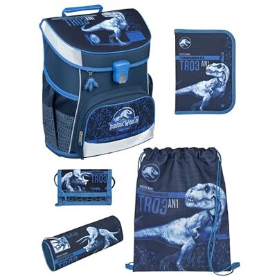 Familando Scooli Campus Fit Schulranzen Set 5-teilig mit Federmappe Jurassic World Dinosaurier Ergonomisch, Stabil & 980g leicht 18L Volumen Brustgurt & Reflektoren Ab 1. Klasse Familando Scooli Campus Fit Schulranzen Set 5-teilig mit Federmappe Jurassic World Dinosaurier Ergonomisch, Stabil & 980g leicht 18L Volumen Brustgurt & Reflektoren Ab 1. Klasse
