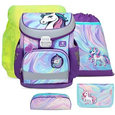 Belmil ergonomischer Schulranzen Set 5-teilig mit Regenschutz 1, 2 Klasse Grundschule/Super Leicht 800-860 g/Brustgurt 405-33/AG/S/R (Unicorn Dream) Belmil ergonomischer Schulranzen Set 5-teilig mit Regenschutz 1, 2 Klasse Grundschule/Super Leicht 800-860 g/Brustgurt 405-33/AG/S/R (Unicorn Dream)