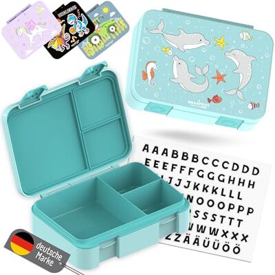 BEARFOOT Bento Box COMPACT Kinder Brotdose (Delfin-mint, 950 ml) BPA-frei, auslaufsichere Lunchbox mit Fächern, für Schule & Kindergarten, für Mädchen & Jungen, leicht & kompakt BEARFOOT Bento Box COMPACT Kinder Brotdose (Delfin-mint, 950 ml) BPA-frei, auslaufsichere Lunchbox mit Fächern, für Schule & Kindergarten, für Mädchen & Jungen, leicht & kompakt