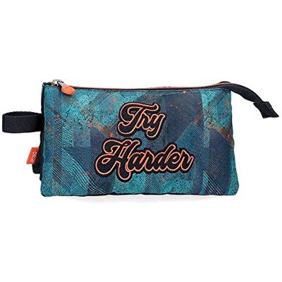 Enso Try Harder Federmäppchen mit drei Fächern, Blau, 22 x 12 x 5 cm, Polyester Enso Try Harder Federmäppchen mit drei Fächern, Blau, 22 x 12 x 5 cm, Polyester