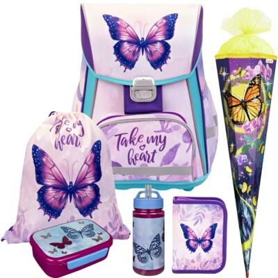 Pridera 6tlg. Butterfly Premium One mit Brotdose Trinkflasche Schultüte Papillon Pridera 6tlg. Butterfly Premium One mit Brotdose Trinkflasche Schultüte Papillon