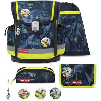 Belmil Classy Plus Schulranzen Set 5-teilig mit Brustgurt (405-78/AG/S) (T-Rex Lime) Belmil Classy Plus Schulranzen Set 5-teilig mit Brustgurt (405-78/AG/S) (T-Rex Lime)