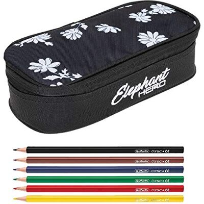 Elephant Mäppchen Schülermäppchen Box 12840 Black Flower + 6 Stifte Pennal groß Mädchen Jungen Schüler Box Pencil Case Schule Studium Student Large 2 Teile Set 12800 Elephant Mäppchen Schülermäppchen Box 12840 Black Flower + 6 Stifte Pennal groß Mädchen Jungen Schüler Box Pencil Case Schule Studium Student Large 2 Teile Set 12800