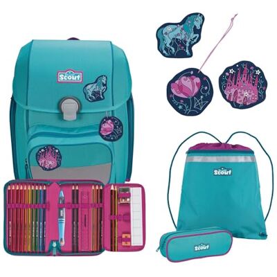 SCOUT Schulranzen Basic Genius Set 4-teilig Dreamworld türkis SCOUT Schulranzen Basic Genius Set 4-teilig Dreamworld türkis