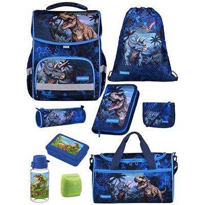 Familando Basic-Plus Schulranzen Set 9-teilig mit Sporttasche T-REX Dino Ergonomisch, stabil & 850g leicht 15L Volumen Brustgurt & Reflektoren Für Grundschule ab 1. Klasse Familando Basic-Plus Schulranzen Set 9-teilig mit Sporttasche T-REX Dino Ergonomisch, stabil & 850g leicht 15L Volumen Brustgurt & Reflektoren Für Grundschule ab 1. Klasse