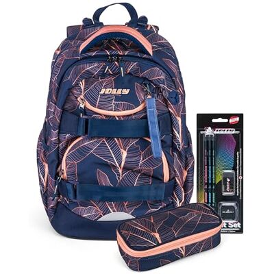 JOLLY Next Generation Rucksack, 8-teilig, verstellbare Schultergurte und Brustgurt, zwei große Fächer, Innenraumunterteilung, Seitentaschen für Trinkflasche, gepolsterter Tragegriff JOLLY Next Generation Rucksack, 8-teilig, verstellbare Schultergurte und Brustgurt, zwei große Fächer, Innenraumunterteilung, Seitentaschen für Trinkflasche, gepolsterter Tragegriff