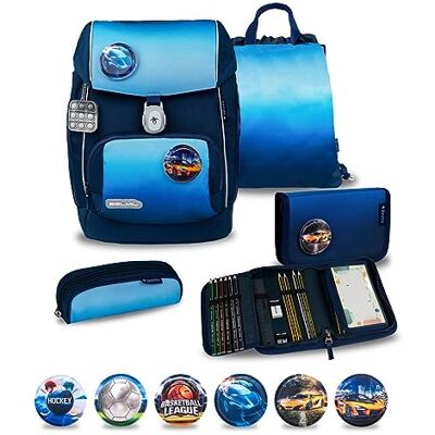 Belmil Premium Comfy Plus ergonomisches Schulranzen Set 5 teilig, für kleine Kinder/Erstklässler STAEDTLER, Brustgurt, Hüftgurt, Magnetverschluss (405-73/P/S) (Blue Navy) Belmil Premium Comfy Plus ergonomisches Schulranzen Set 5 teilig, für kleine Kinder/Erstklässler STAEDTLER, Brustgurt, Hüftgurt, Magnetverschluss (405-73/P/S) (Blue Navy)