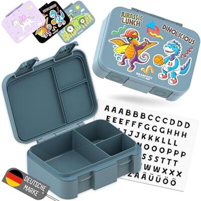BEARFOOT Bento Box COMPACT Kinder Brotdose (Dinos-blau, 650 ml) BPA-frei, auslaufsichere Lunchbox mit Fächern, für Schule & Kindergarten, für Mädchen & Jungen, leicht & kompakt BEARFOOT Bento Box COMPACT Kinder Brotdose (Dinos-blau, 650 ml) BPA-frei, auslaufsichere Lunchbox mit Fächern, für Schule & Kindergarten, für Mädchen & Jungen, leicht & kompakt