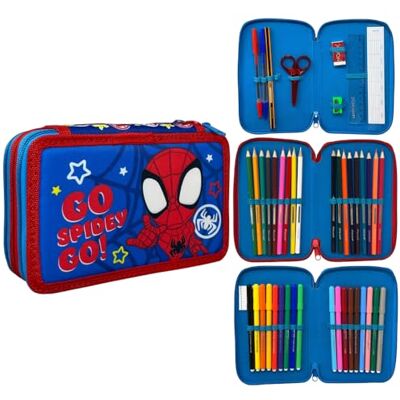 CARTOON Federmäppchen mit 3 Reißverschlüssen, 44 Stück, für die Schule, mehrere Fächer, Stifte, Buntstifte, Filzstifte Giotto, spidey, 20 x 13 x 6 cm, Modern CARTOON Federmäppchen mit 3 Reißverschlüssen, 44 Stück, für die Schule, mehrere Fächer, Stifte, Buntstifte, Filzstifte Giotto, spidey, 20 x 13 x 6 cm, Modern