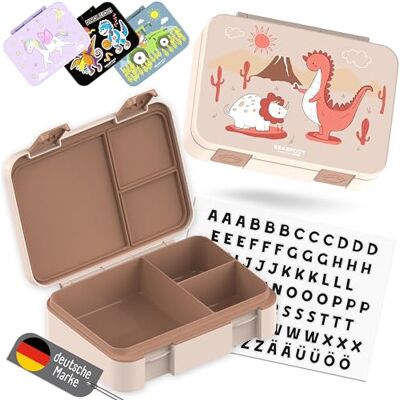 BEARFOOT Bento Box COMPACT Kinder Brotdose (Dinos-braun, 950 ml) BPA-frei, auslaufsichere Lunchbox mit Fächern, für Schule & Kindergarten, für Mädchen & Jungen, leicht & kompakt BEARFOOT Bento Box COMPACT Kinder Brotdose (Dinos-braun, 950 ml) BPA-frei, auslaufsichere Lunchbox mit Fächern, für Schule & Kindergarten, für Mädchen & Jungen, leicht & kompakt