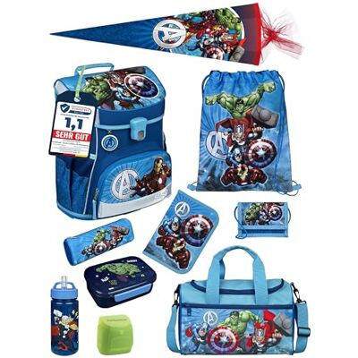 Familando Scooli Campus Fit Schulranzen Set 10-teilig mit Schultüte Marvel Avengers Hell-Blau Ergonomisch, stabil & 980g leicht 18L Volumen Brustgurt & Reflektoren ab 1. Klasse Familando Scooli Campus Fit Schulranzen Set 10-teilig mit Schultüte Marvel Avengers Hell-Blau Ergonomisch, stabil & 980g leicht 18L Volumen Brustgurt & Reflektoren ab 1. Klasse