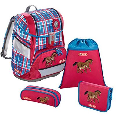 Step by Step Schulranzen-Set 2IN1 „Horse Family“ 4-teilig, rot-blau, Pferde-Design, ergonomischer Tornister mit Reflektoren, höhenverstellbar mit Hüftgurt für Mädchen 1. Klasse, 19L Step by Step Schulranzen-Set 2IN1 „Horse Family“ 4-teilig, rot-blau, Pferde-Design, ergonomischer Tornister mit Reflektoren, höhenverstellbar mit Hüftgurt für Mädchen 1. Klasse, 19L