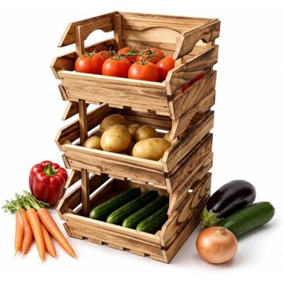 Relaxdays Stapelkiste 3er Set, Lagerkiste geflammt, natur HBT: 20x27,5x38 cm, Aufbewahrung, Deko, Holzkiste Obst, Holz Relaxdays Stapelkiste 3er Set, Lagerkiste geflammt, natur HBT: 20x27,5x38 cm, Aufbewahrung, Deko, Holzkiste Obst, Holz