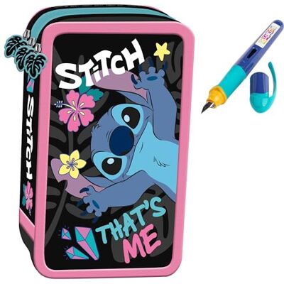 PASO Federmäppchen 3 Fächer Mäppchen für Mädchen Federmappe 3-Fach Federtasche Gefüllte Schüleretui Schulmäppchen und Füller Stitch PASO Federmäppchen 3 Fächer Mäppchen für Mädchen Federmappe 3-Fach Federtasche Gefüllte Schüleretui Schulmäppchen und Füller Stitch
