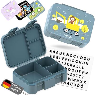 BEARFOOT Bento Box COMPACT Kinder Brotdose (Bagger-blau, 650 ml) BPA-frei, auslaufsichere Lunchbox mit Fächern, für Schule & Kindergarten, für Mädchen & Jungen, leicht & kompakt BEARFOOT Bento Box COMPACT Kinder Brotdose (Bagger-blau, 650 ml) BPA-frei, auslaufsichere Lunchbox mit Fächern, für Schule & Kindergarten, für Mädchen & Jungen, leicht & kompakt