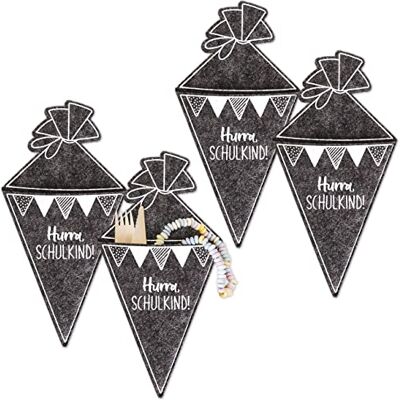 Papierdrachen 4 Schultüten aus Filz in Grau Bestecktasche oder Geschenktüte tolle Aufmerksamkeit für den allersten Schultag Geschwisterschultüte Schulanfang Einschulung Set 1 Papierdrachen 4 Schultüten aus Filz in Grau Bestecktasche oder Geschenktüte tolle Aufmerksamkeit für den allersten Schultag Geschwisterschultüte Schulanfang Einschulung Set 1