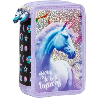 Derform Einhorn 3 Fach Federmappe Federtasche mit 43 Teilen gefüllt Federmäppchen Unicorn Derform Einhorn 3 Fach Federmappe Federtasche mit 43 Teilen gefüllt Federmäppchen Unicorn