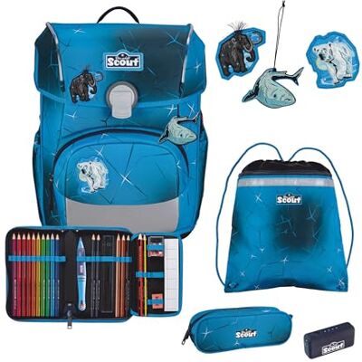 SCOUT Der echte sicherer Schulranzen, Neo Exklusiv Safety Light Polar Blue, 5er-Set, ca. 21,5 l Volumen, ca. 1.250 g Gewicht (ohne abnehmbare Elemente) SCOUT Der echte sicherer Schulranzen, Neo Exklusiv Safety Light Polar Blue, 5er-Set, ca. 21,5 l Volumen, ca. 1.250 g Gewicht (ohne abnehmbare Elemente)