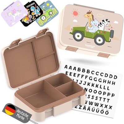 BEARFOOT Bento Box COMPACT Kinder Brotdose (Safari-braun, 950 ml) BPA-frei, auslaufsichere Lunchbox mit Fächern, für Schule & Kindergarten, für Mädchen & Jungen, leicht & kompakt BEARFOOT Bento Box COMPACT Kinder Brotdose (Safari-braun, 950 ml) BPA-frei, auslaufsichere Lunchbox mit Fächern, für Schule & Kindergarten, für Mädchen & Jungen, leicht & kompakt
