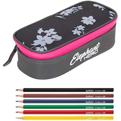 Elephant Mäppchen Schülermäppchen Box 12835 Grey Flower + 6 Stifte Pennal groß Mädchen Jungen Schüler Box Pencil Case Schule Studium Student Large 2 Teile Set 12800 Elephant Mäppchen Schülermäppchen Box 12835 Grey Flower + 6 Stifte Pennal groß Mädchen Jungen Schüler Box Pencil Case Schule Studium Student Large 2 Teile Set 12800