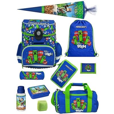 Familando Schulranzen Set 10-teilig mit Schultüte Minecraft Ergonomisch, stabil & mit gepolstertem Rücken 1250g leicht 18L Volumen Mit Reflektoren Für Grundschule ab 1. Klasse Familando Schulranzen Set 10-teilig mit Schultüte Minecraft Ergonomisch, stabil & mit gepolstertem Rücken 1250g leicht 18L Volumen Mit Reflektoren Für Grundschule ab 1. Klasse