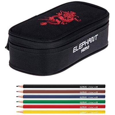 Elephant Mäppchen Schülermäppchen Box 12613 Dragon Red + 6 Stifte Pennal groß Mädchen Jungen Schüler Box Pencil Case Schule Studium Student Large 2 Teile Set 12800 Elephant Mäppchen Schülermäppchen Box 12613 Dragon Red + 6 Stifte Pennal groß Mädchen Jungen Schüler Box Pencil Case Schule Studium Student Large 2 Teile Set 12800
