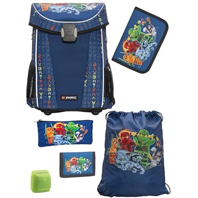 Familando Schulranzen Set 6-teilig mit Federmappe Ninjago Blau Ergonomisch, stabil & mit gepolstertem Rücken 870g leicht mit 29L Volumen wasserabweisend und mit Reflektoren Ab 1. Klasse Familando Schulranzen Set 6-teilig mit Federmappe Ninjago Blau Ergonomisch, stabil & mit gepolstertem Rücken 870g leicht mit 29L Volumen wasserabweisend und mit Reflektoren Ab 1. Klasse