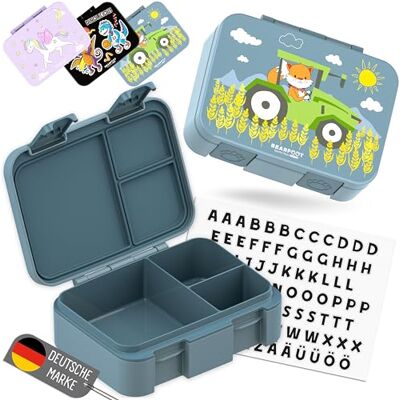 BEARFOOT Bento Box COMPACT Kinder Brotdose (Traktor-blau, 650 ml) BPA-frei, auslaufsichere Lunchbox mit Fächern, für Schule & Kindergarten, für Mädchen & Jungen, leicht & kompakt BEARFOOT Bento Box COMPACT Kinder Brotdose (Traktor-blau, 650 ml) BPA-frei, auslaufsichere Lunchbox mit Fächern, für Schule & Kindergarten, für Mädchen & Jungen, leicht & kompakt