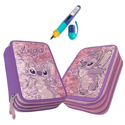 PASO Federmäppchen 3 Fächer Mäppchen für Mädchen Federmappe 3-Fach Federtasche Gefüllte Schüleretui Schulmäppchen und Füller Stitch Wendepailletten PASO Federmäppchen 3 Fächer Mäppchen für Mädchen Federmappe 3-Fach Federtasche Gefüllte Schüleretui Schulmäppchen und Füller Stitch Wendepailletten