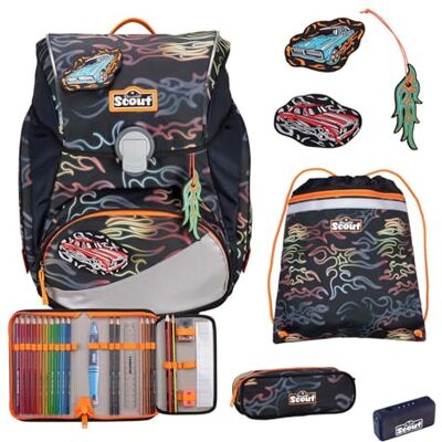 SCOUT Schulranzen Safety Light Alpha Set 4-teilig Flames dunkelgrau SCOUT Schulranzen Safety Light Alpha Set 4-teilig Flames dunkelgrau
