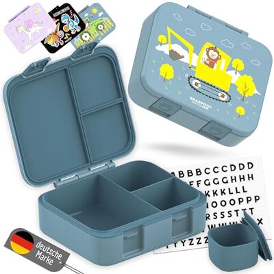 BEARFOOT Bento Box COMPACT Kinder Brotdose (Bagger-blau, 1.000 ml) BPA-frei, auslaufsichere Lunchbox mit Fächern, für Schule & Kindergarten, für Mädchen & Jungen, leicht & kompakt BEARFOOT Bento Box COMPACT Kinder Brotdose (Bagger-blau, 1.000 ml) BPA-frei, auslaufsichere Lunchbox mit Fächern, für Schule & Kindergarten, für Mädchen & Jungen, leicht & kompakt