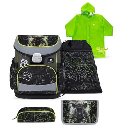 Belmil Mini-Fit Schulranzen Set 5 teilig mit Regenponcho (405-33/AG/S/RP) (Black Panther) Belmil Mini-Fit Schulranzen Set 5 teilig mit Regenponcho (405-33/AG/S/RP) (Black Panther)