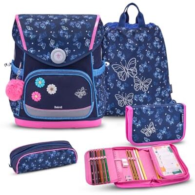 Belmil Premium Compact Plus ergonomisches Schulranzen Set 5 teilig, AGR, Brustgurt, Hüftgurt, Magnetverschluss (405-41/P/S) (Sapphire 2) Belmil Premium Compact Plus ergonomisches Schulranzen Set 5 teilig, AGR, Brustgurt, Hüftgurt, Magnetverschluss (405-41/P/S) (Sapphire 2)