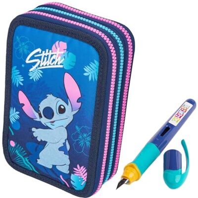 PASO Federmäppchen 3 Fächer Mäppchen für Mädchen und Jungen Federmappe 3-Fach Federtasche Gefüllte Schüleretui Schulmäppchen und Füller- Stitch PASO Federmäppchen 3 Fächer Mäppchen für Mädchen und Jungen Federmappe 3-Fach Federtasche Gefüllte Schüleretui Schulmäppchen und Füller- Stitch