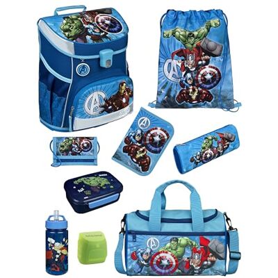 Familando Scooli Campus Fit Schulranzen Set 9-teilig mit Sporttasche Marvel Avengers Hell-Blau Ergonomisch, stabil & 980g leicht 18L Volumen Brustgurt & Reflektoren ab 1. Klasse Familando Scooli Campus Fit Schulranzen Set 9-teilig mit Sporttasche Marvel Avengers Hell-Blau Ergonomisch, stabil & 980g leicht 18L Volumen Brustgurt & Reflektoren ab 1. Klasse