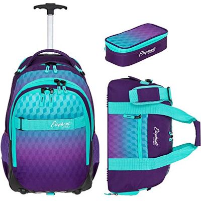 Elephant 3 Teile Set Trolley Schultrolley Rucksack 12869 Violet Cube TSM Schultrolley Schulranzen Trolly Jungen Mädchen Rucksacktrolley Box Schulsporttasche Rcsack mit Rollen Schultasche Elephant 3 Teile Set Trolley Schultrolley Rucksack 12869 Violet Cube TSM Schultrolley Schulranzen Trolly Jungen Mädchen Rucksacktrolley Box Schulsporttasche Rcsack mit Rollen Schultasche
