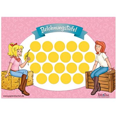 Papierdrachen Belohnungstafel Set für Kinder als Abreißblock 10 Blatt Motivierendes Konzept als Erziehungshilfe mit tollen Stickern für Jungs und Mädchen Motiv Bibi und Tina Set 4 Papierdrachen Belohnungstafel Set für Kinder als Abreißblock 10 Blatt Motivierendes Konzept als Erziehungshilfe mit tollen Stickern für Jungs und Mädchen Motiv Bibi und Tina Set 4