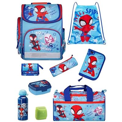 Familando Schulranzen-Set für Spiderman Fans Spidey & Friends 9-teilig mit Lunch-Set Ergonomisch, stabil & mit gepolstertem Rücken 930g leicht 15L Volumen Für Grundschule ab 1. Klasse Familando Schulranzen-Set für Spiderman Fans Spidey & Friends 9-teilig mit Lunch-Set Ergonomisch, stabil & mit gepolstertem Rücken 930g leicht 15L Volumen Für Grundschule ab 1. Klasse