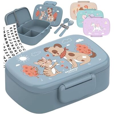 BEARFOOT Brotdose Kinder mit Fächern, auslaufsichere Box (Hund&Katze-blau) BPA-frei, 100% auslaufsicher, Bento Box mit Trennfächern, für Schule & Kindergarten, Mädchen & Jungen BEARFOOT Brotdose Kinder mit Fächern, auslaufsichere Box (Hund&Katze-blau) BPA-frei, 100% auslaufsicher, Bento Box mit Trennfächern, für Schule & Kindergarten, Mädchen & Jungen