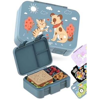 BEARFOOT Bento Box COMPACT Kinder Brotdose (Hund&Katze-blau, 650 ml) BPA-frei, auslaufsichere Lunchbox mit Fächern, für Schule & Kindergarten, für Mädchen & Jungen, leicht & kompakt BEARFOOT Bento Box COMPACT Kinder Brotdose (Hund&Katze-blau, 650 ml) BPA-frei, auslaufsichere Lunchbox mit Fächern, für Schule & Kindergarten, für Mädchen & Jungen, leicht & kompakt