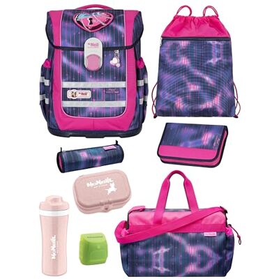 Familando McNeill Ergo Complete Schulranzen Set 9-teilig mit Sporttasche Pearl mit Herz Schloss Ergonomisch & 3-Fach verstellbar 1150g leicht mit 20L Volumen & Reflektoren ab 1. Klasse Familando McNeill Ergo Complete Schulranzen Set 9-teilig mit Sporttasche Pearl mit Herz Schloss Ergonomisch & 3-Fach verstellbar 1150g leicht mit 20L Volumen & Reflektoren ab 1. Klasse