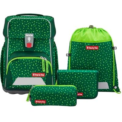 Step by Step Basis Schulranzen-Set „Green Graphics“, 4-teilig, grün, ergonomischer Tornister mit Reflektoren, Hüft- und Brustgurt, für Kinder ab der 1. Klasse, 20 Liter Step by Step Basis Schulranzen-Set „Green Graphics“, 4-teilig, grün, ergonomischer Tornister mit Reflektoren, Hüft- und Brustgurt, für Kinder ab der 1. Klasse, 20 Liter