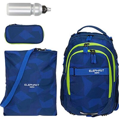 Elephant 4 Teile Rucksackset Hero Signature 12770 Cyber Camo Blue Neon rtmf Schulrucksack Set Mädchen Jungen Mäppchen Box Turnbeutel Trinkflasche Blau Gelb Elephant 4 Teile Rucksackset Hero Signature 12770 Cyber Camo Blue Neon rtmf Schulrucksack Set Mädchen Jungen Mäppchen Box Turnbeutel Trinkflasche Blau Gelb