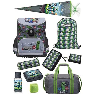 Familando Schulranzen Set 10-teilig mit Schultüte Minecraft Ergonomisch, stabil & mit gepolstertem Rücken 1250g leicht 18L Volumen Mit Reflektoren Für Grundschule ab 1. Klasse Familando Schulranzen Set 10-teilig mit Schultüte Minecraft Ergonomisch, stabil & mit gepolstertem Rücken 1250g leicht 18L Volumen Mit Reflektoren Für Grundschule ab 1. Klasse