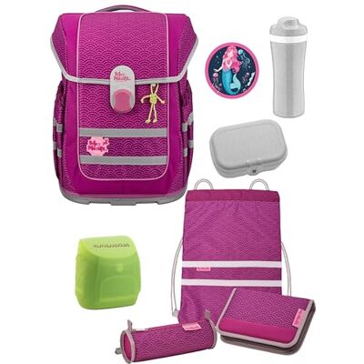 Familando McNeill ERGO COMPLETE Schulranzen Set 8-teilig mit Lunch-Set Meerjungfrau Ergonomisch & 3-fach verstellbar 1150g leicht mit 20L Volumen & Reflektoren aus recyceltem Ocean Plastic Familando McNeill ERGO COMPLETE Schulranzen Set 8-teilig mit Lunch-Set Meerjungfrau Ergonomisch & 3-fach verstellbar 1150g leicht mit 20L Volumen & Reflektoren aus recyceltem Ocean Plastic