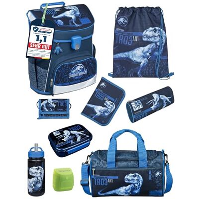 Familando Scooli Campus Fit Schulranzen Set 9-teilig mit Sporttasche Jurassic World Dinosaurier Ergonomisch, Stabil & 980g leicht 18L Volumen Brustgurt & Reflektoren Ab 1. Klasse Familando Scooli Campus Fit Schulranzen Set 9-teilig mit Sporttasche Jurassic World Dinosaurier Ergonomisch, Stabil & 980g leicht 18L Volumen Brustgurt & Reflektoren Ab 1. Klasse
