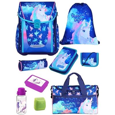 Familando Premium Schulranzen Set 9-teilig mit Lunch-Set Unicorn (Einhorn) Ergonomisch, stabil & mit gepolstertem Rücken 1000g 20L Volumen Mit Reflektoren ab 1. Klasse Familando Premium Schulranzen Set 9-teilig mit Lunch-Set Unicorn (Einhorn) Ergonomisch, stabil & mit gepolstertem Rücken 1000g 20L Volumen Mit Reflektoren ab 1. Klasse