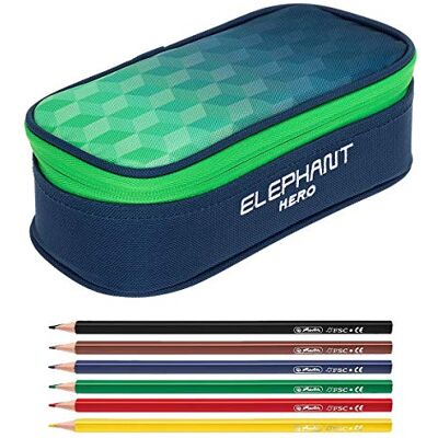 Elephant Mäppchen Schülermäppchen Box 12808 Cube Grün Blau + 6 Stifte Pennal groß Mädchen Jungen Schüler Box Pencil Case Schule Studium Student Large 2 Teile Set 12800 Elephant Mäppchen Schülermäppchen Box 12808 Cube Grün Blau + 6 Stifte Pennal groß Mädchen Jungen Schüler Box Pencil Case Schule Studium Student Large 2 Teile Set 12800